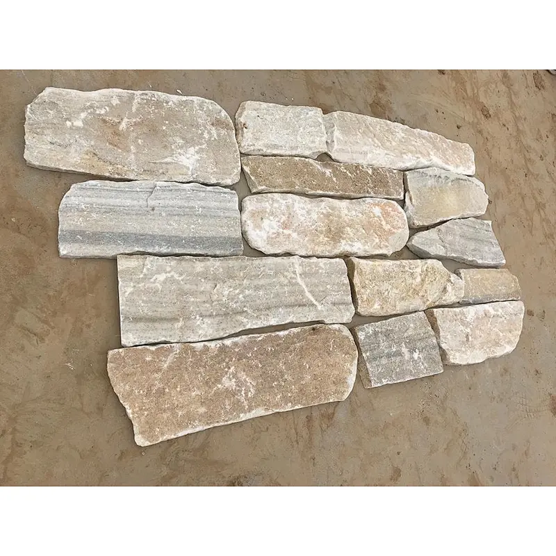 Natural White Quartz Exterior Decorative Garden Wall Stacked Dry Stone