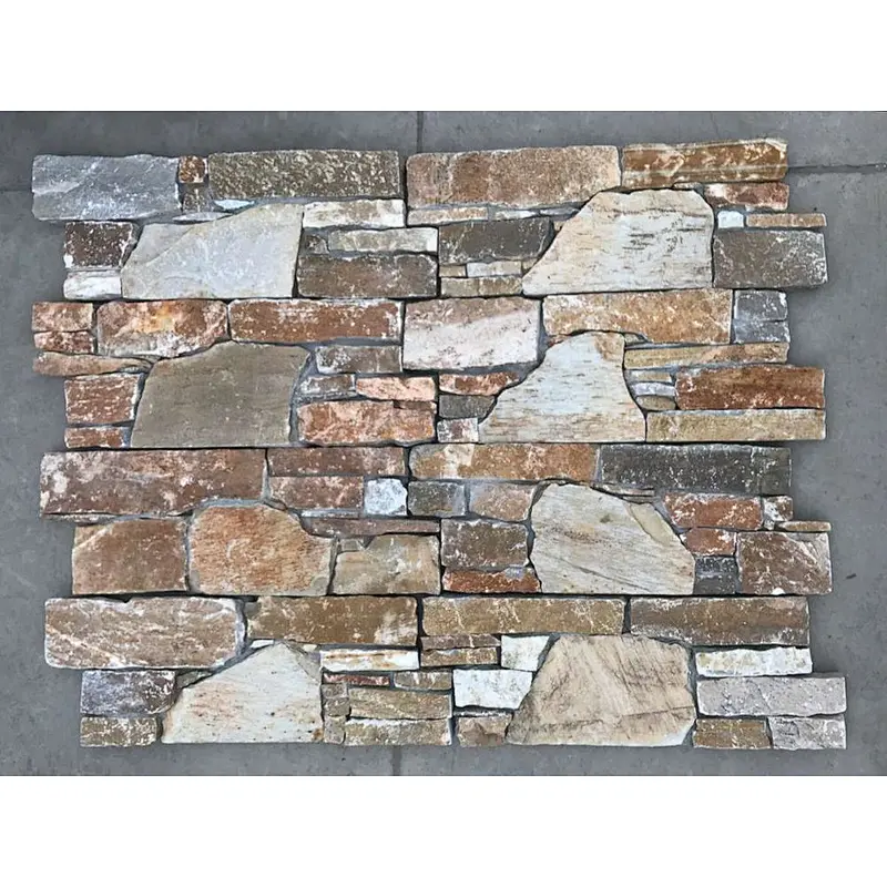 P014 Slate Meshed Cement Back Exterior Stone Wall Tiles Decoration/Cladding Wall Tile/Stone Wall Facade Tiles