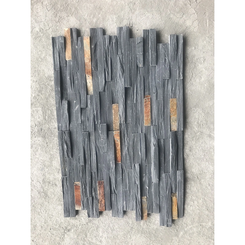 Black with Rust Slate Rough Face Stone Wall Panel Cladding/External Stone Wall Cladding/Culture Stone