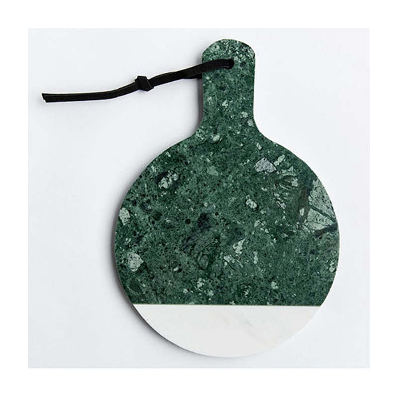 Cheap Kitchen Green And White Circular Marble Cheese Board For Professional Manufacture