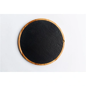 CHEAP kitchen supplies Slate mosaic acacia plate Round  Plate Dish Stone tableware Perforated plug decoration With holes