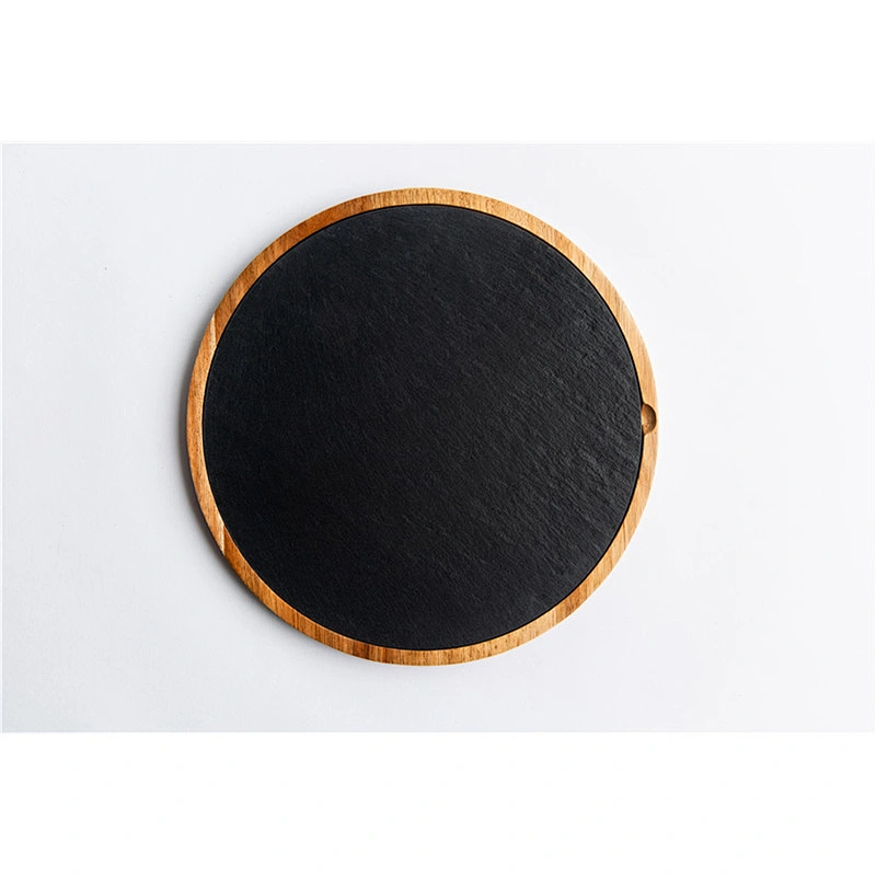 CHEAP kitchen supplies Slate mosaic acacia plate Round  Plate Dish Stone tableware Perforated plug decoration With holes