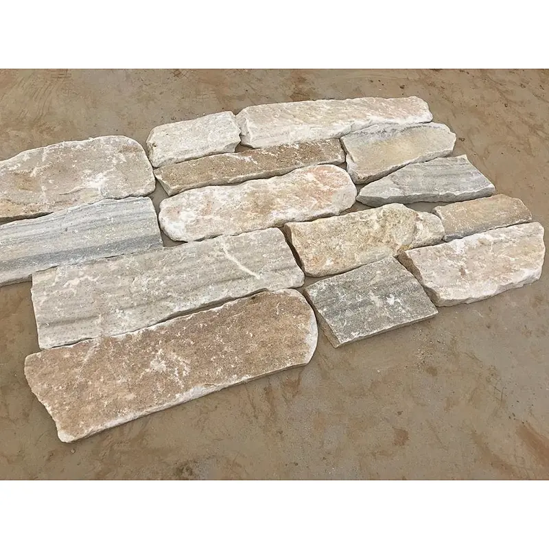 Natural White Quartz Exterior Decorative Garden Wall Stacked Dry Stone