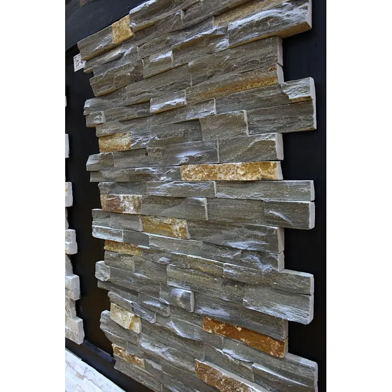 Rust Gray Rock Face Stone Veneer/Stacked Stone Panel/Slate Wall Cladding