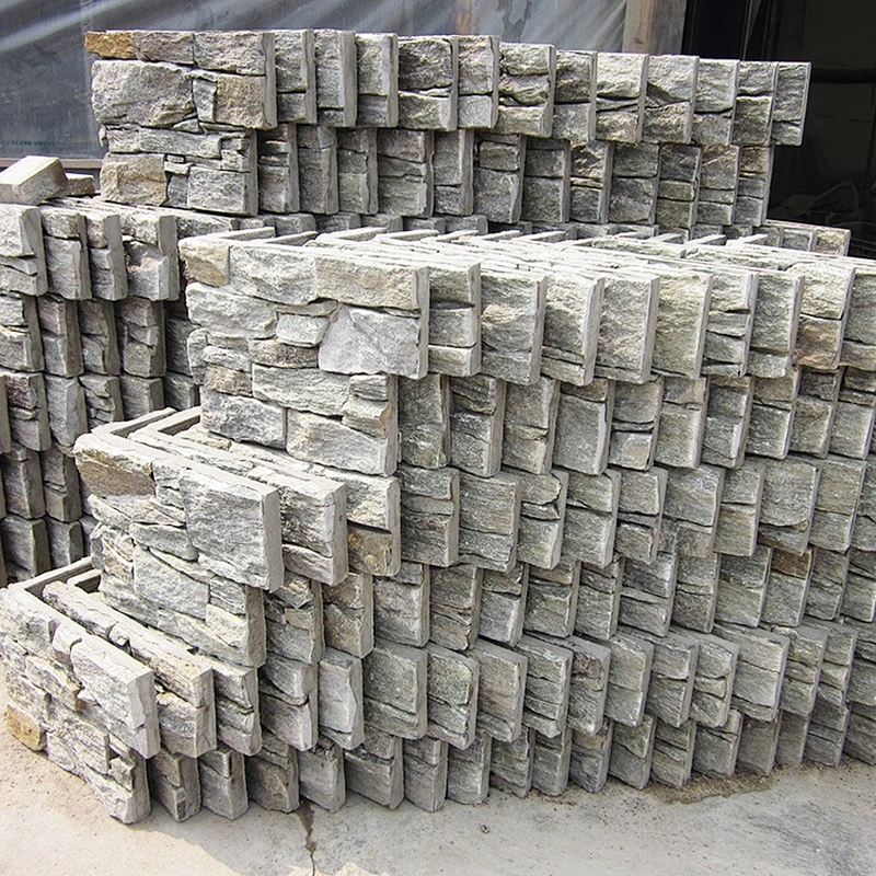Outdoor Wall Decoration Green Rust Quartzite Ledge Stacked Stone