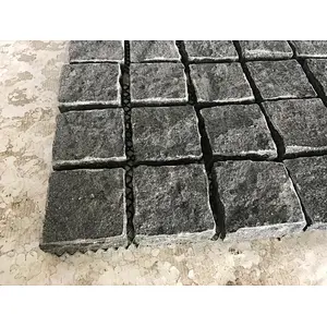 G684 Black Granite Split Meshed Back Net Paving Stone for Sidewalk