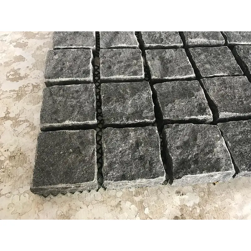 G684 Black Granite Split Meshed Back Net Paving Stone for Sidewalk