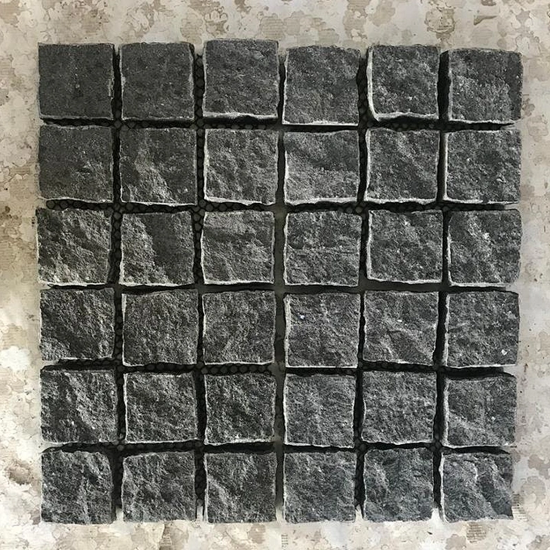G684 Black Granite Split Meshed Back Net Paving Stone for Sidewalk