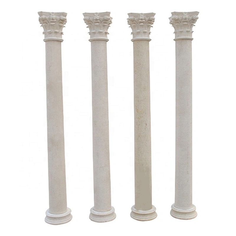 Custom White Beige Outdoor Garden House Decorative Marble Column