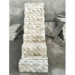 White Quartzite Wave Format stone veneer sheet/stacked stone wall cladding