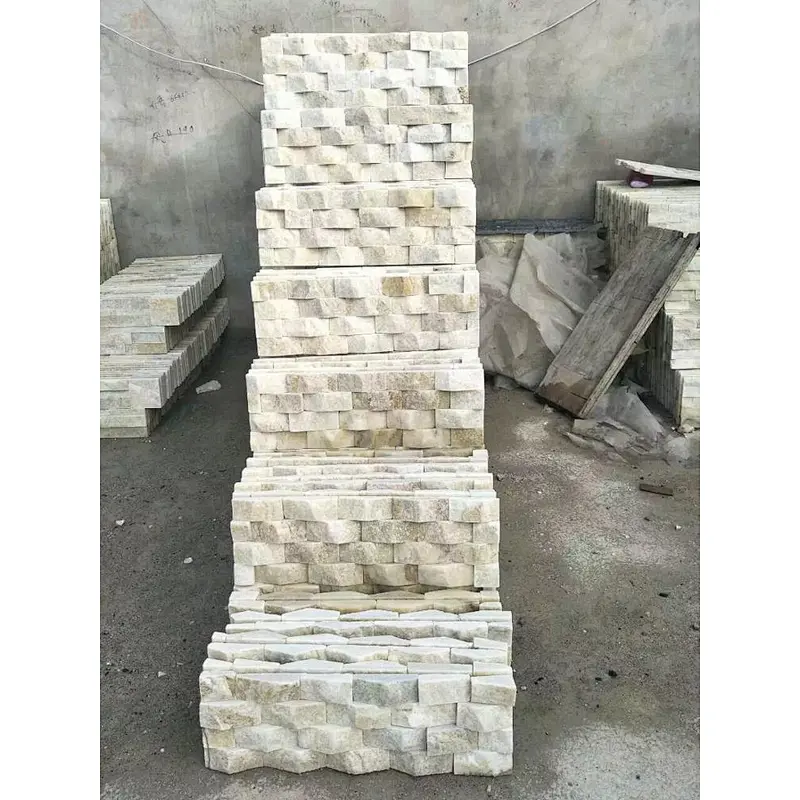 White Quartzite Wave Format stone veneer sheet/stacked stone wall cladding