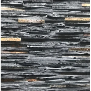 Black with Rust Slate Rough Face Stone Wall Panel Cladding/External Stone Wall Cladding/Culture Stone