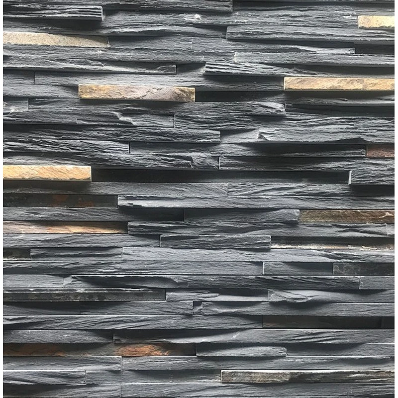 Black with Rust Slate Rough Face Stone Wall Panel Cladding/External Stone Wall Cladding/Culture Stone