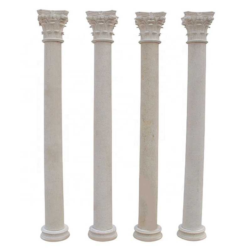 Custom White Beige Outdoor Garden House Decorative Marble Column
