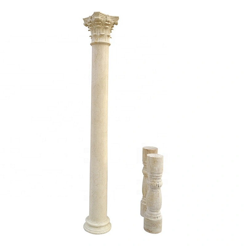 Custom White Beige Outdoor Garden House Decorative Marble Column