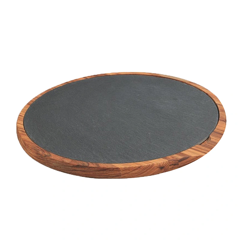 CHEAP kitchen supplies Slate mosaic acacia plate Round  Plate Dish Stone tableware Perforated plug decoration With holes