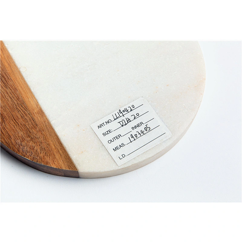 Cheap kitchen supplies food dinner plate marble solid wood dish round tray