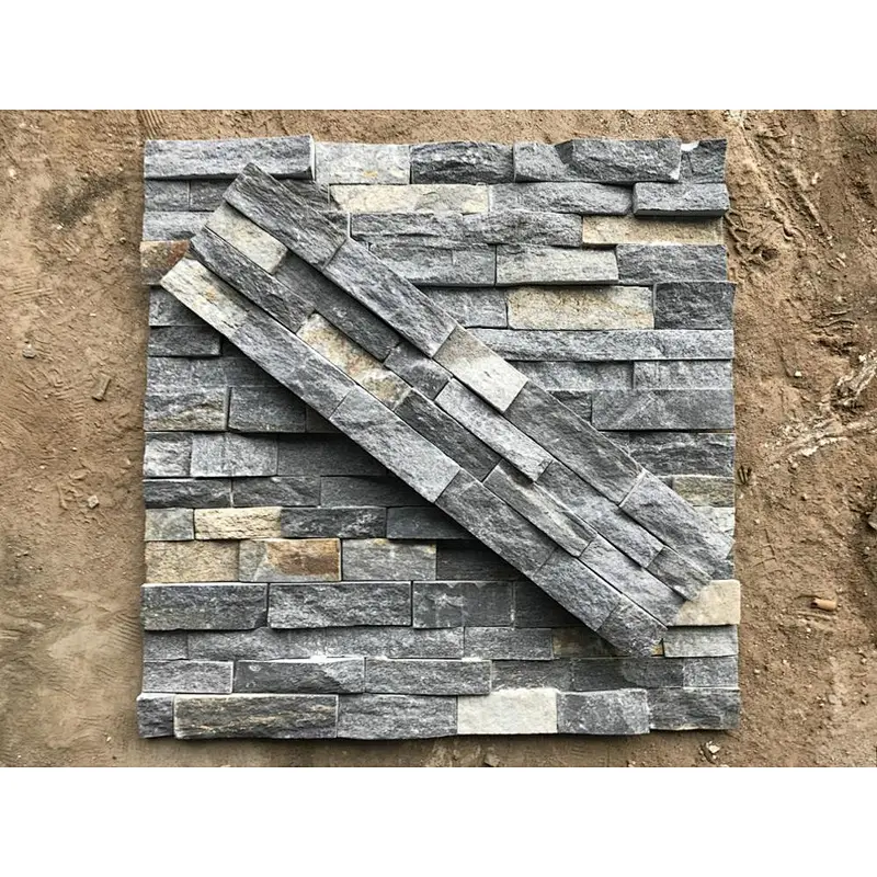 Blue Quartzite Meshed Cement Back Decorative Wall Cladding/Stone Exterior Wall/Stone Veneer Sheet