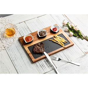 CHEAP kitchen supplies Slate mosaic acacia plate Rectangle  Plate Dish Stone tableware