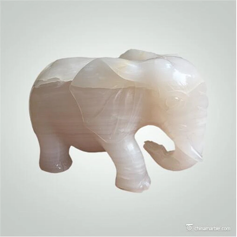 Chinese Lucky Animal Statue Jade Elephant Carving Handicraft Items