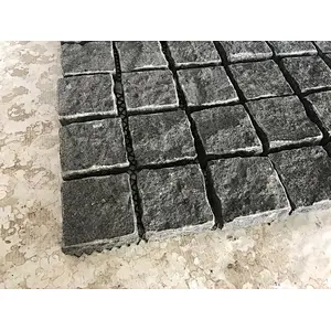 G684 Black Granite Split Meshed Back Net Paving Stone for Sidewalk