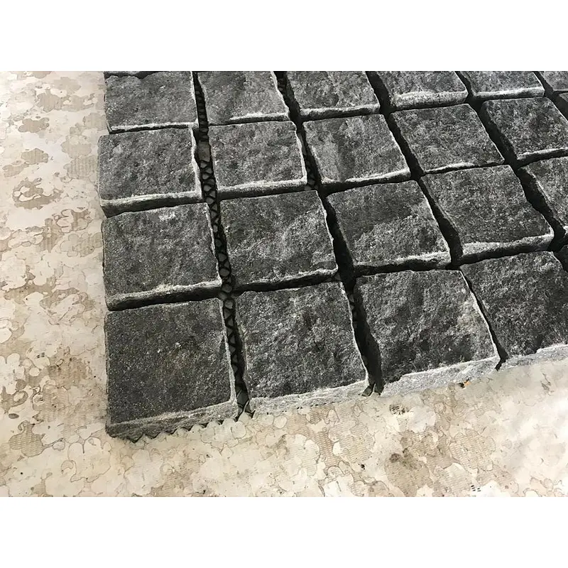 G684 Black Granite Split Meshed Back Net Paving Stone for Sidewalk