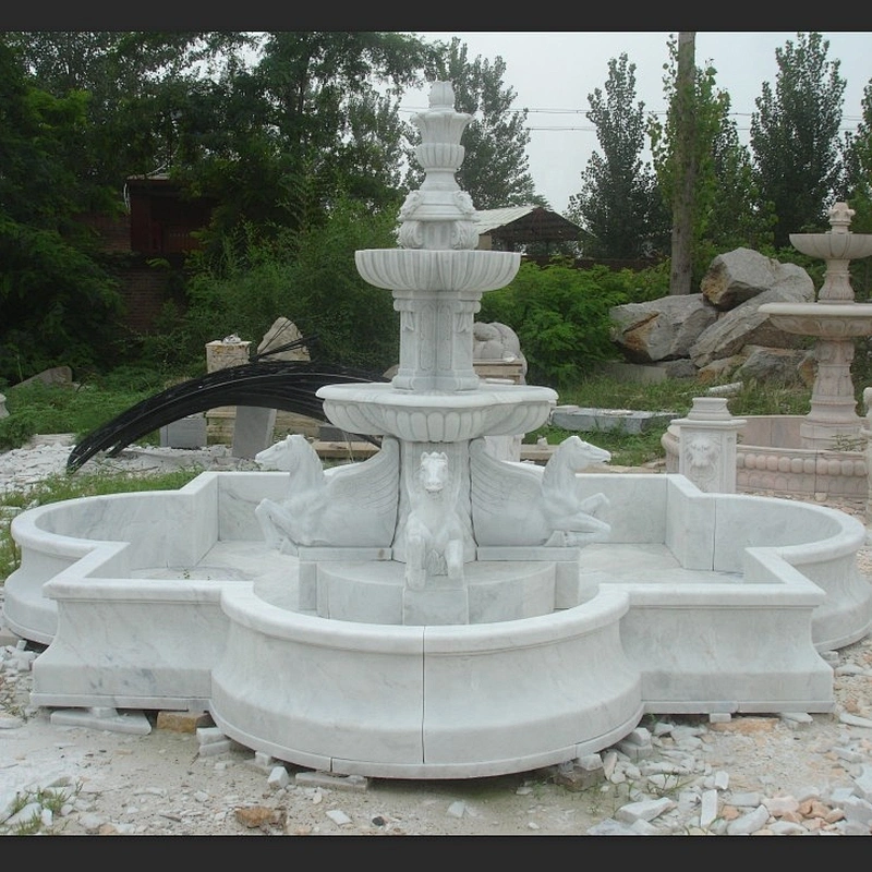 Outdoor Water Fountain With Horse Statues