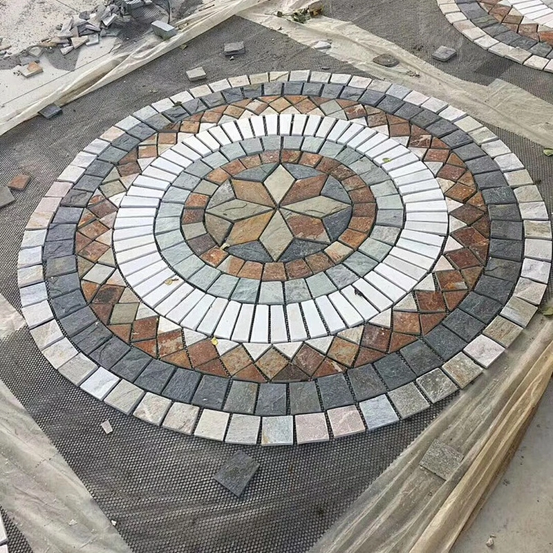 Multi Colors Puzzle Swim Pool Natural Slate Stone Mosaic Tile Flooring