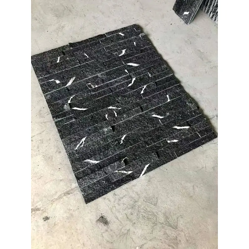 Lightning Black Granite Natural Culture Stone/Stacked Stone Panel/Granite Wall Cladding Design