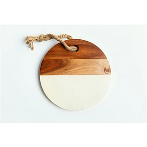 CHEAP kitchen supplies Marble mosaic acacia plate Round  Plate Dish Stone tableware Perforated plug decoration With holes