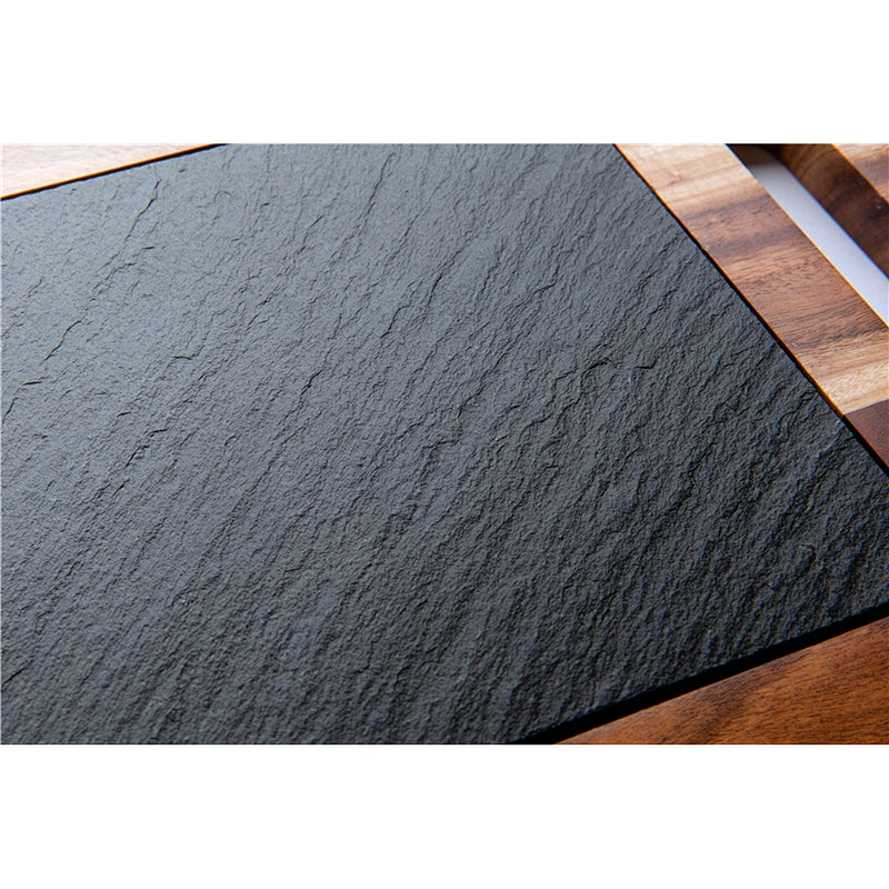 Cheap Special kitchen supplies food dinner plate slate stitching log rectangle sushi plate slate tray
