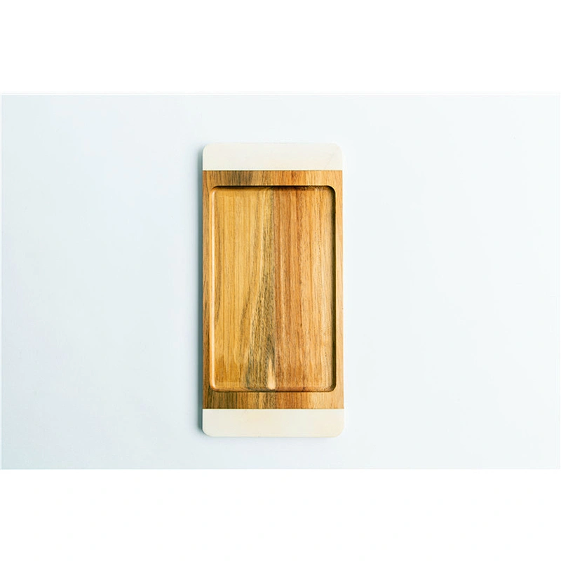 Cheap kitchen supplies food dinner plate marble gray solid wood plate rectangular tray