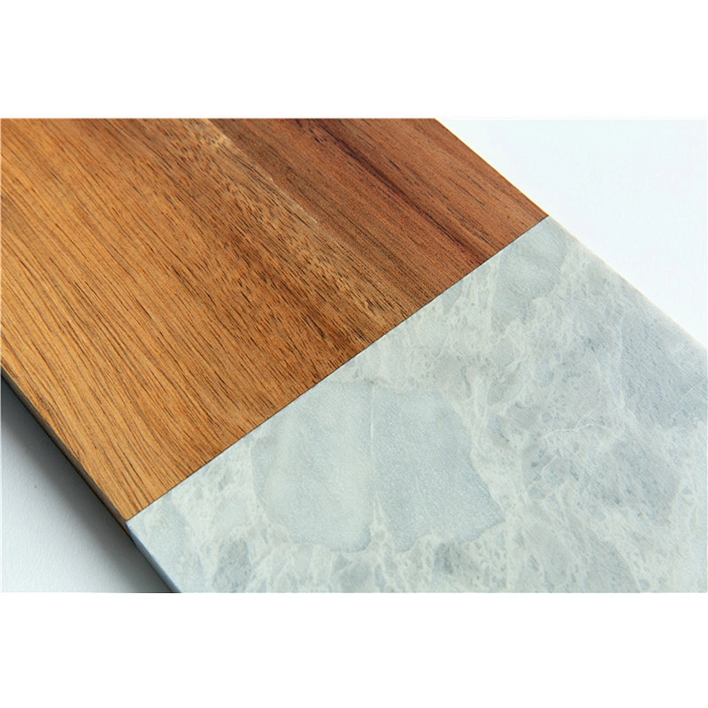 Special kitchen supplies food dinner plate marble gray solid wood dinner plate polygon tray with hole can be suspended