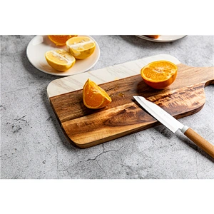 Cheap kitchen supplies food dinner plate marble solid wood dish polygon tableware can be hung