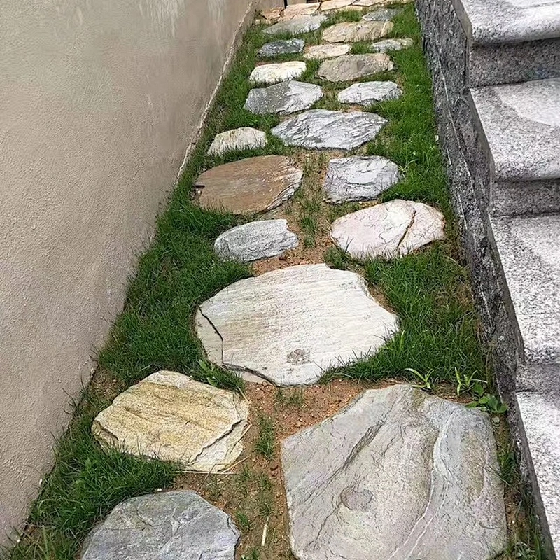 Natural Slate Outdoor Landscaping Round Shape Stepping Stone Garden Paving