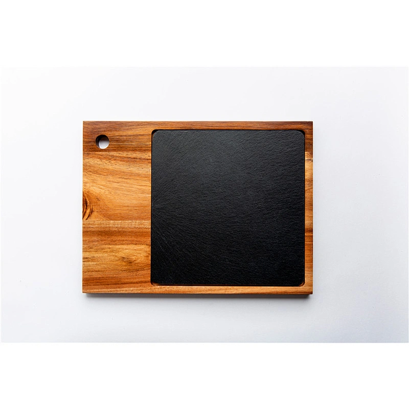 CHEAP kitchen supplies Slate mosaic acacia plate Rectangle Plate Dish Stone tableware wood grain