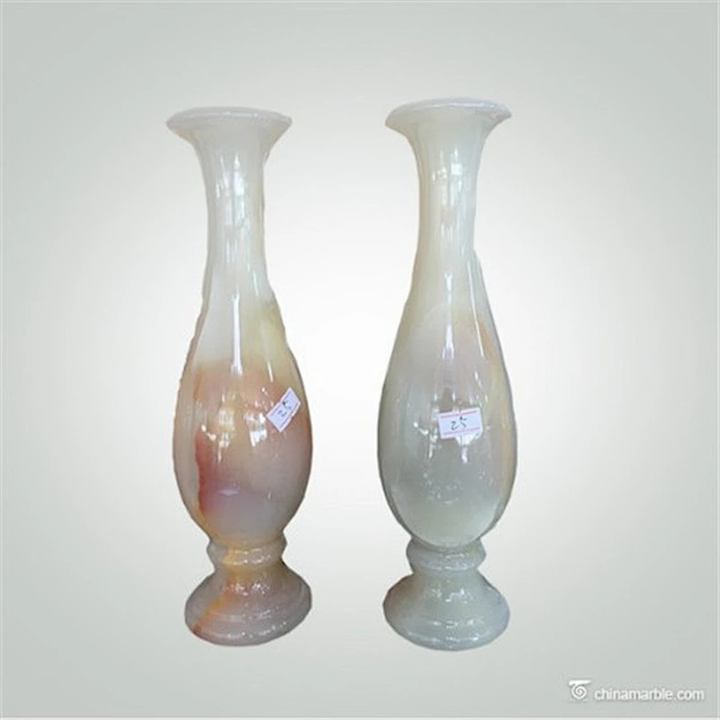 China Handicraft Light Green Onyx Marble Flower Vases