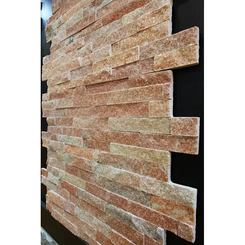 Peach Pink Quartzite Natural Stone Thin Veneer/Stone Wall Cladding Tiles/Culture Stone Natural