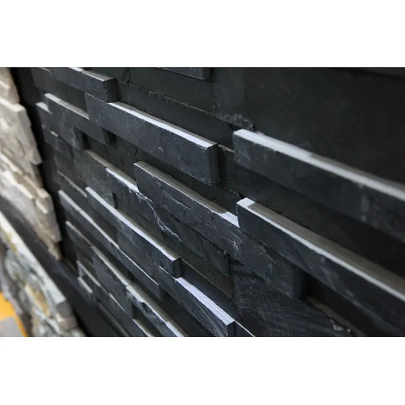 Black Slate 3D Exterior Natural Stone Exterior Wall Cladding/Cheap Stacked Stone/Ledge Stone
