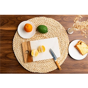 CHEAP kitchen supplies Marble mosaic acacia plate Round Plate Dish Stone tableware Stony wood