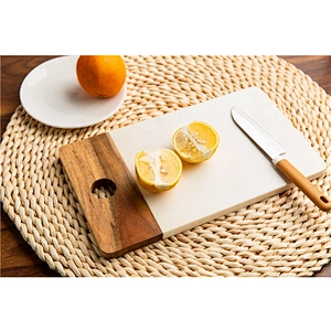 Cheap kitchen supplies food dinner plate marble solid wood dish round tray