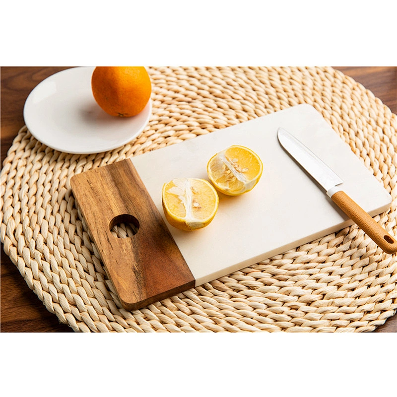 Cheap kitchen supplies food dinner plate marble solid wood dish round tray
