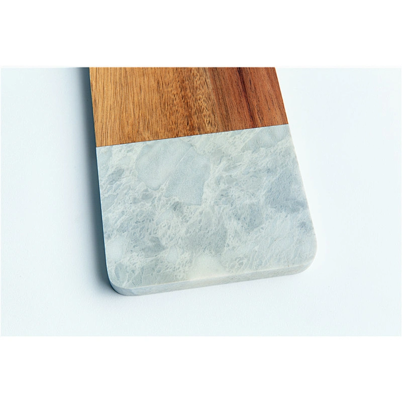 Special kitchen supplies food dinner plate marble gray solid wood dinner plate polygon tray with hole can be suspended