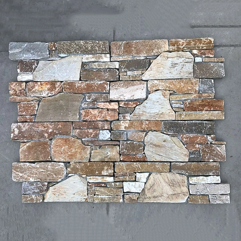 Fine Architectural Elements Gold Quartzite Natural Veining Loose Stacked Stone