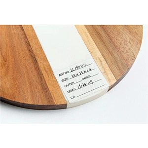 CHEAP kitchen supplies Marble mosaic acacia plate Round Plate Dish Stone tableware Stony wood
