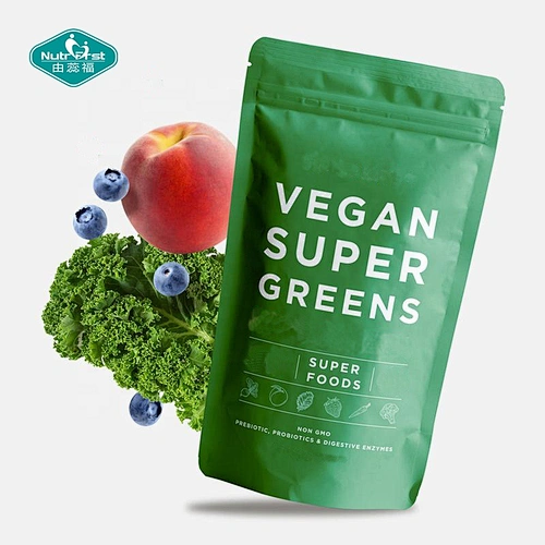 Vegan Supplement Digestive Enzymes Spirulina Chlorella Probiotics Super Green Blend Powder Superfood