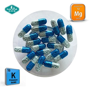 Suplementos a medida de magnesio y potasio Cápsulas granulares de pellets de liberación retardada para impulsar el sistema inmunológico