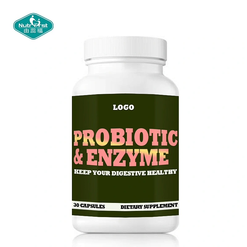 Bespoke Formulation Healthy Gut Enzyme & Probiotic Blend Vegan Capsules for Digestive System