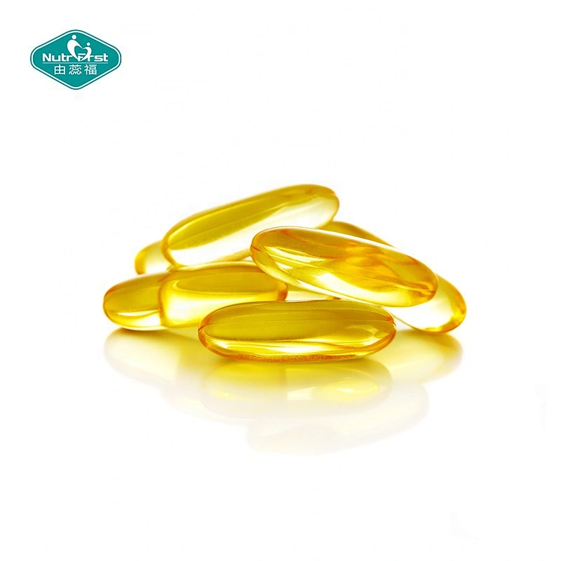 Nutrifirst Formulación a medida Vitamina AD Cápsulas blandas de aceite de hígado de bacalao Ácidos grasos Omega 3 con embalaje personalizado