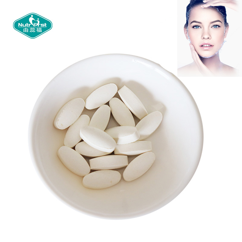 Nutrifirst etiqueta personalizada suplemento de belleza tableta para el cuidado de la piel proteína de colágeno de pescado hidrata la píldora de ácido hialurónico